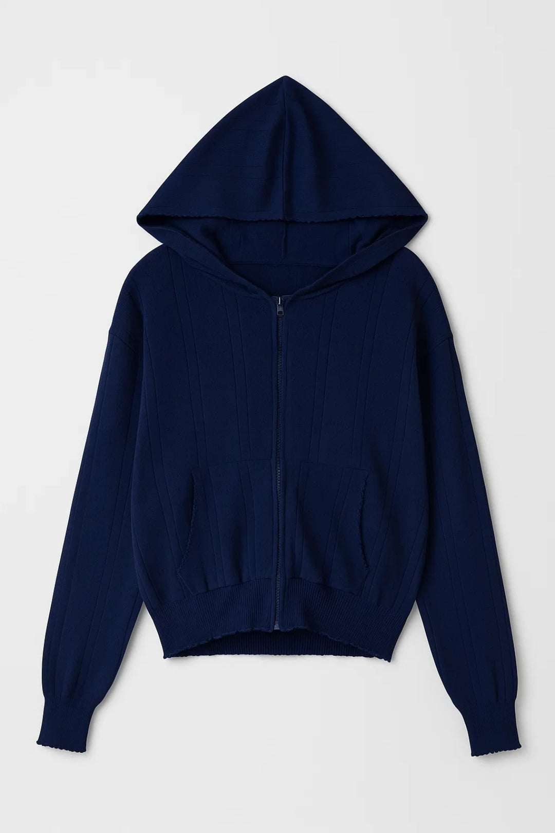 Gebreide Hoodie Dames | Ritssluiting en Contrasterende Afwerking | Comfort met Detail