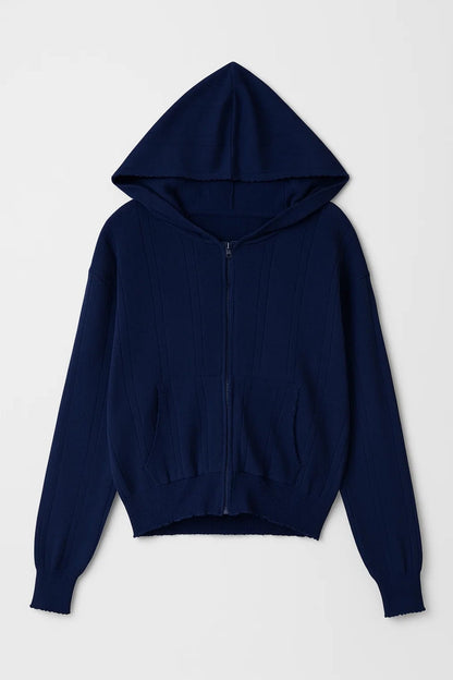 Gebreide Hoodie Dames | Ritssluiting en Contrasterende Afwerking | Comfort met Detail