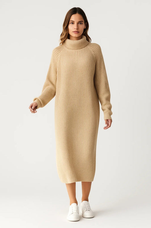Gebreide Jurk Dames | Coltrui en Lange Mouwen | Comfortabel en Tijdloos