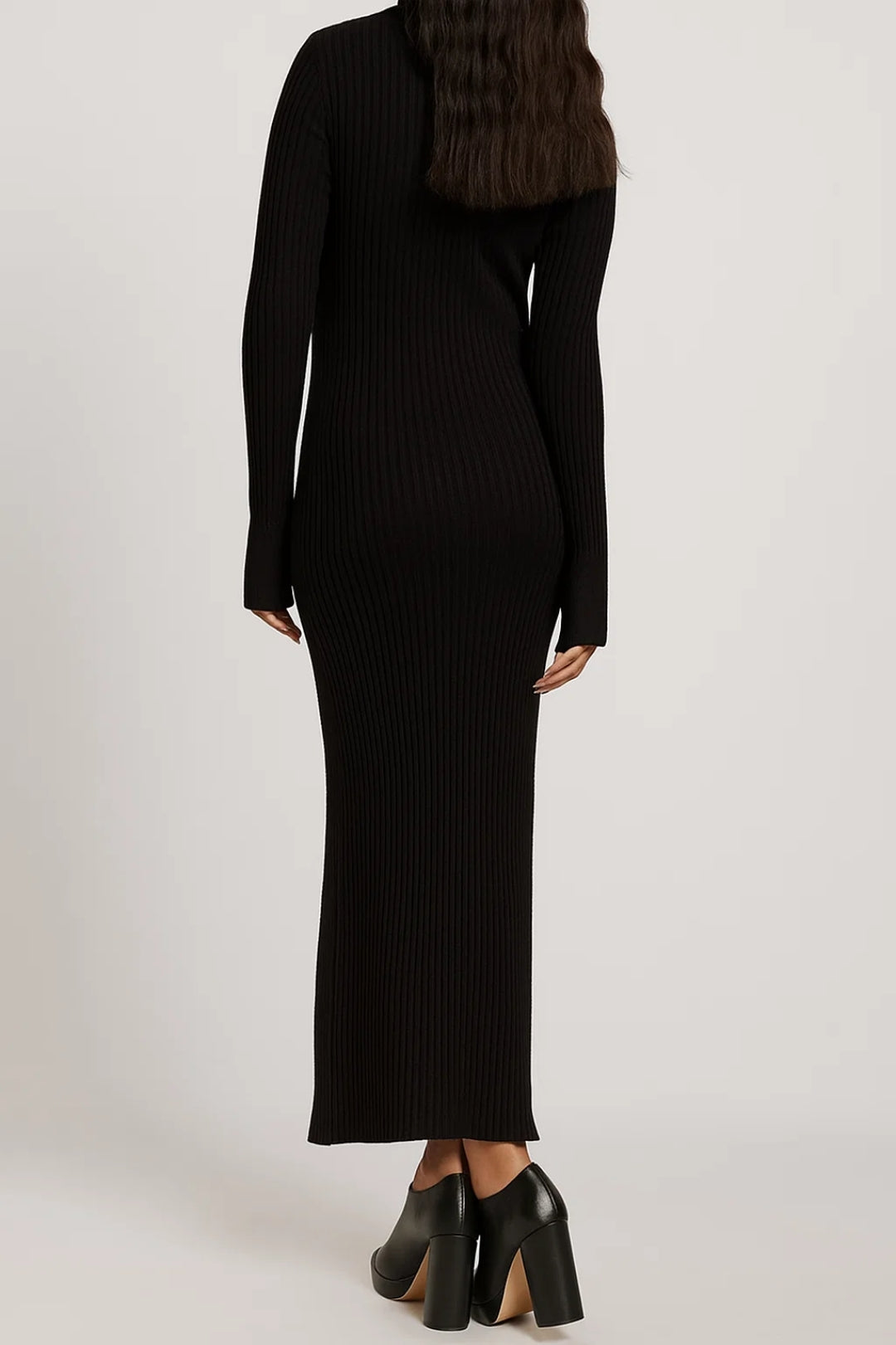 Gebreide Maxi Jurk | Lange Mouwen met Kraag | Elegante Avondstijl