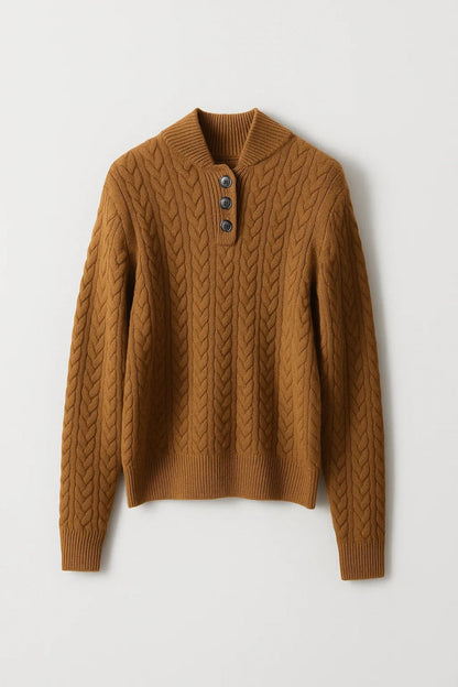 Gebreide Trui | Kabelpatroon met Knoopsluiting | Warme Winterklassieker