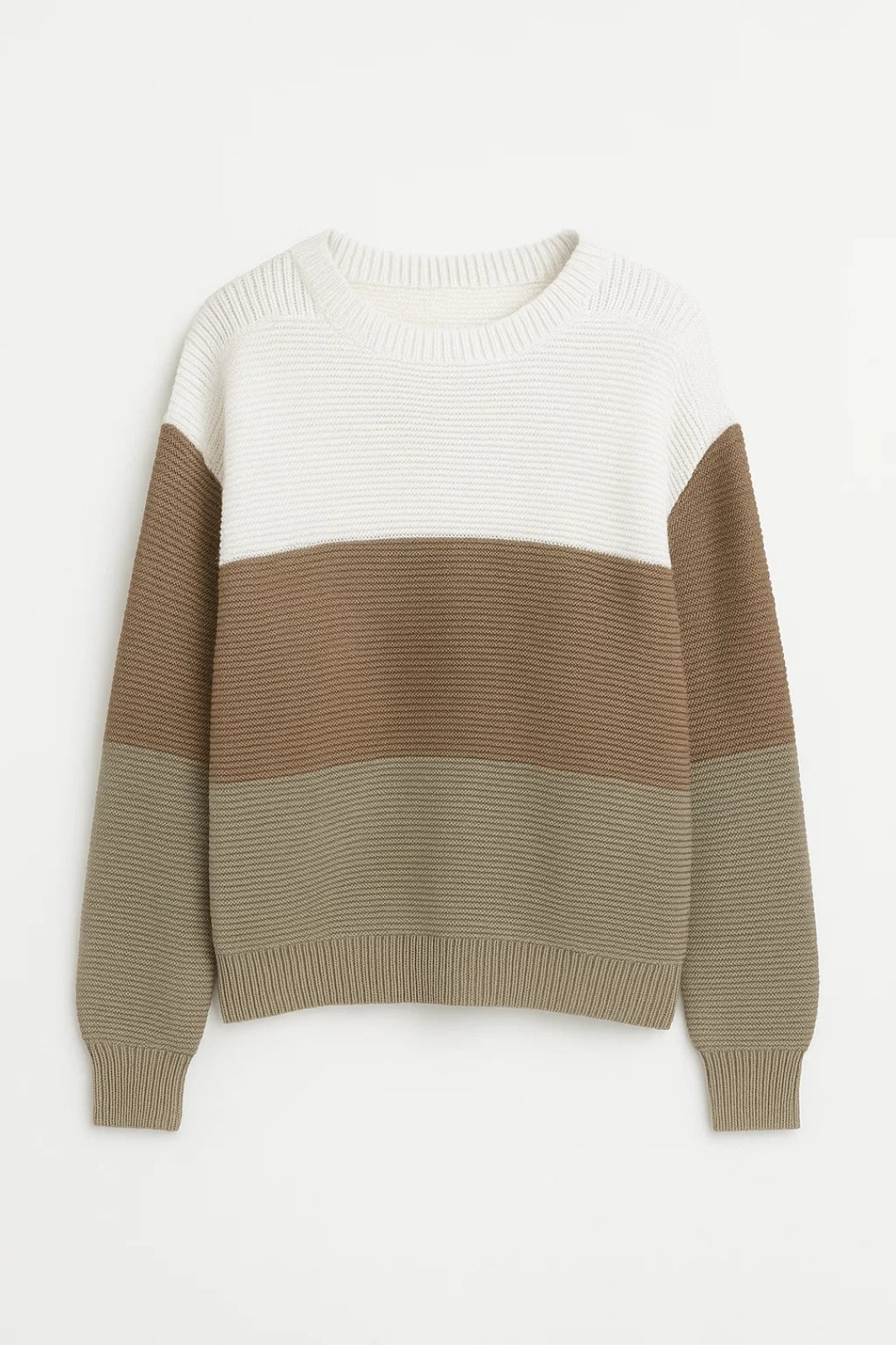 Gebreide Trui | Kleurvlakken met Ronde Hals | Comfortabel en Casual