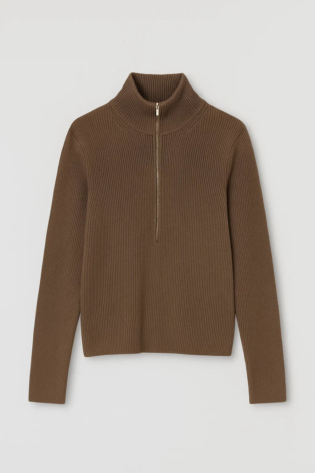 Geribbelde Trui | Halfhoge Kraag met Rits | Comfort en Warmte