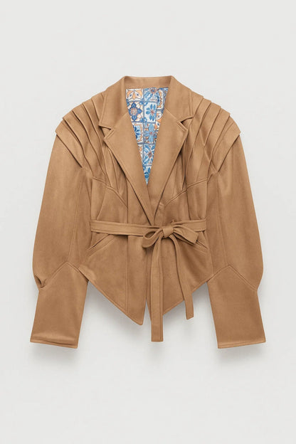 Getailleerd Damesjack | Geplooide Schouders en Strikceintuur | Statement Look