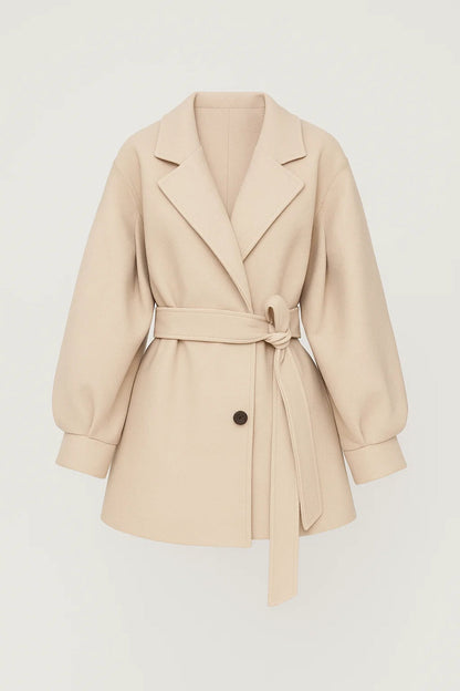 Getailleerde Damesjas | Ceintuur & Pofmouwen | Elegante Herfststijl