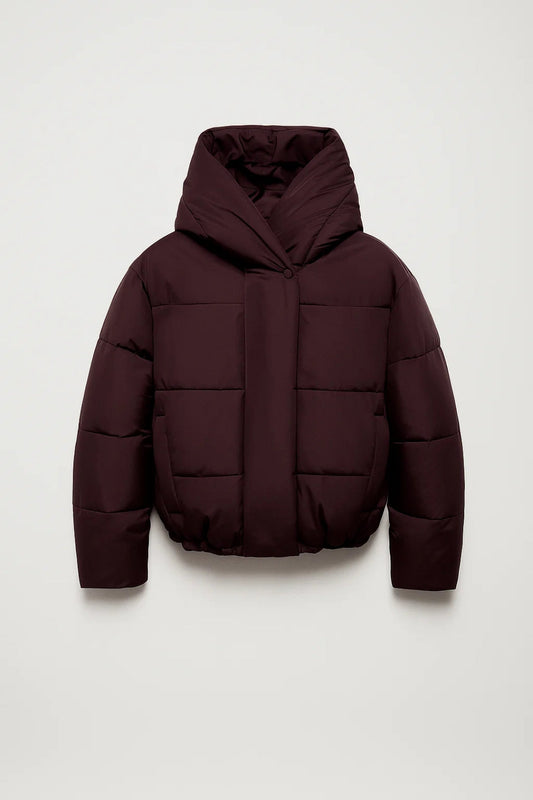 Gewatteerde Damesjas | Korte Puffer met Brede Capuchon | Warme Stadsstijl