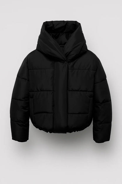 Gewatteerde Damesjas | Korte Puffer met Brede Capuchon | Warme Stadsstijl