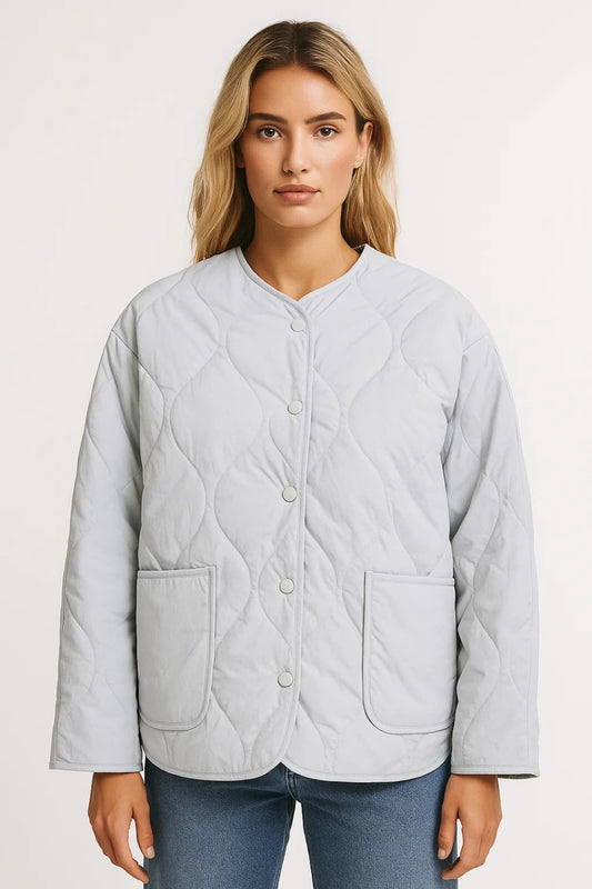 Gewatteerde Damesjas | Minimalistisch Design met Drukknopen | Licht en Functioneel