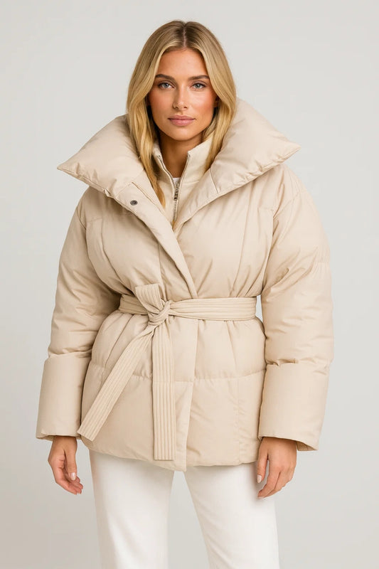 Winterjas Dames | Gewatteerd | Met Tailleceintuur | Winter | Comfortabele pasvorm | Ideaal voor koude dagen