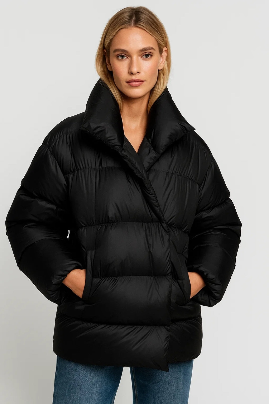 Gewatteerde Damesjas | Oversized Model met Hoge Kraag | Warm en Lichtgewicht