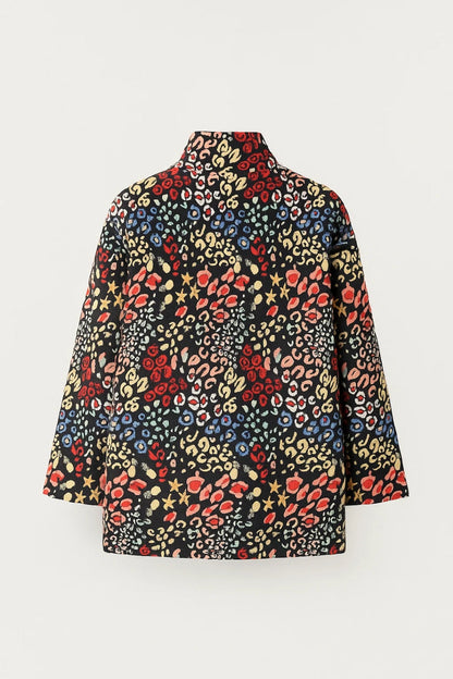 Gewatteerde Jas | All-Over Print met Rechte Snit | Artistiek en Comfortabel