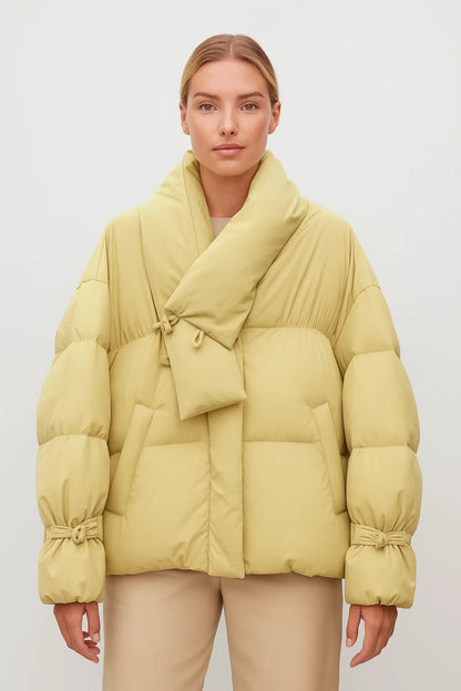 Gewatteerde Jas | Oversized Model met Sjaalkraag | Warm en Modieus