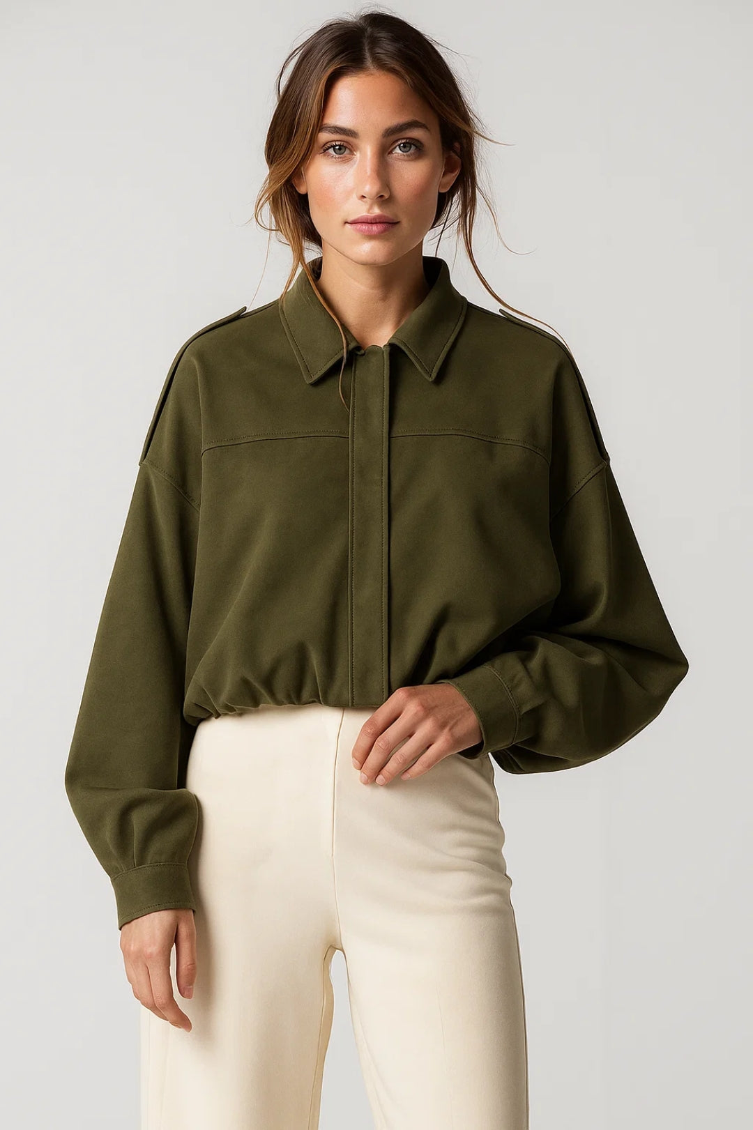Oversized Blousejack | Utility Look | Diep Olijfgroen