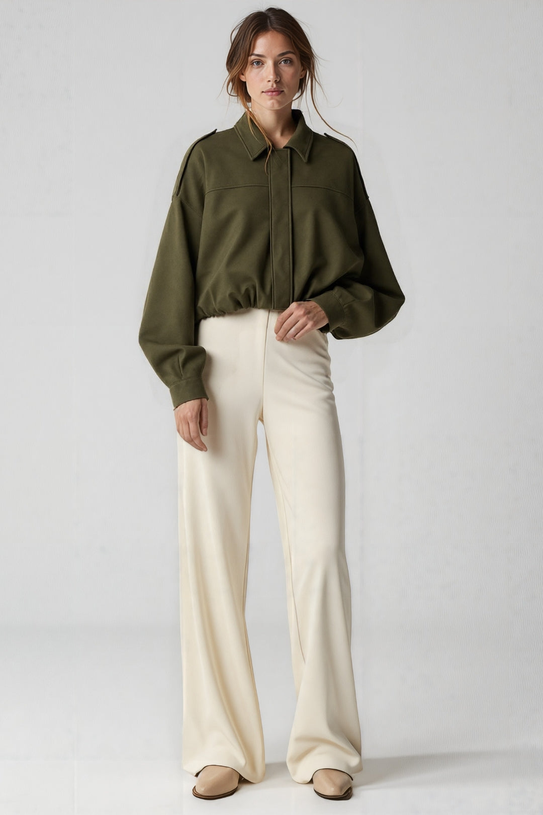 Oversized Blousejack | Utility Look | Diep Olijfgroen