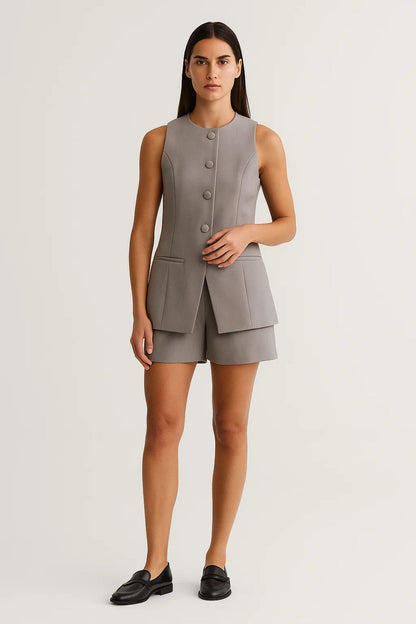 Gilet Dames | Mouwloos Design met Knoopsluiting | Modern en Gestructureerd