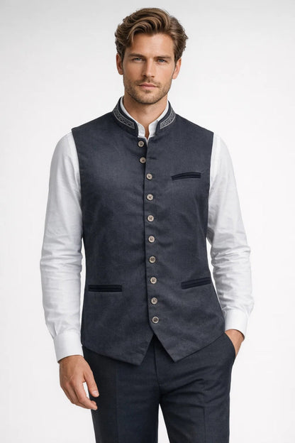Gilet Heren - Formeel Pak Gilet met Staande Kraag en Knoopsluiting | Elegant