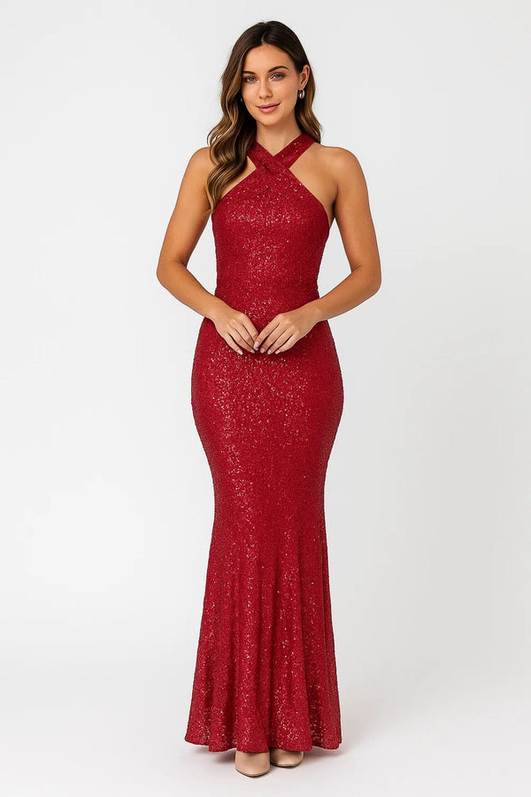 Glitter Galajurk met Kruishals | Flatterende Pasvorm | Elegant en Feestelijk