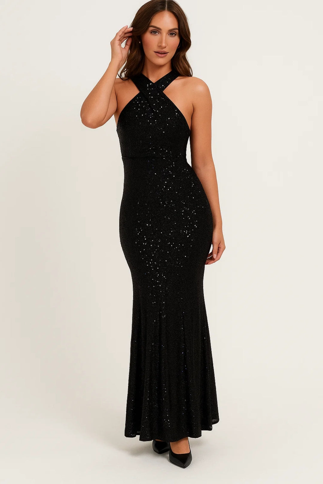 Glitter Galajurk met Kruishals | Flatterende Pasvorm | Elegant en Feestelijk