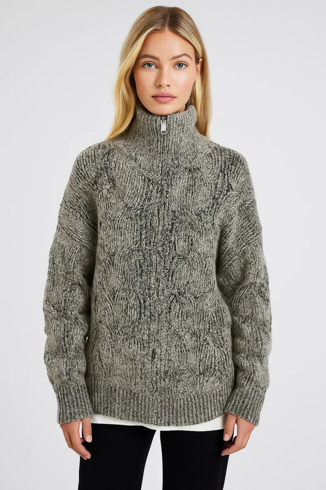 Grofgebreide Damestrui | Relaxed Fit met Ritskraag | Warm en Comfortabel