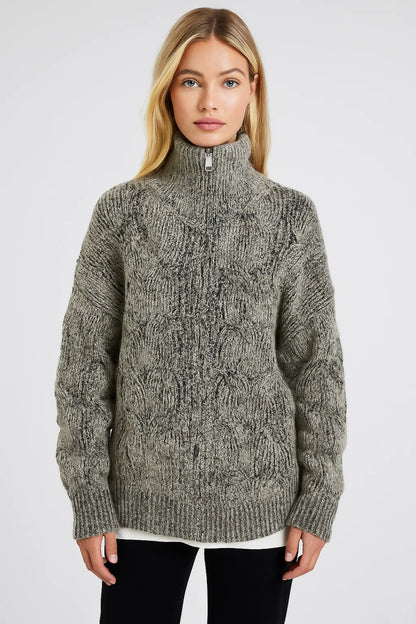 Grofgebreide Damestrui | Relaxed Fit met Ritskraag | Warm en Comfortabel