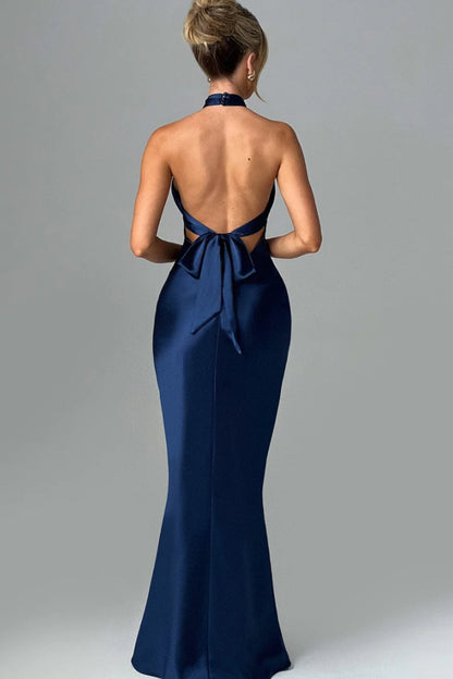 Halter Avondjurk Lang | Aangesloten Silhouet | Lichtgewicht en Ademend