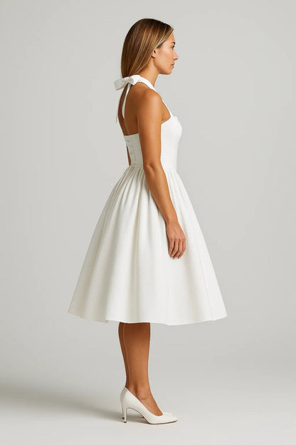 Halterjurk met Volle Rok | Vintage Silhouet | Elegante Midi Snit