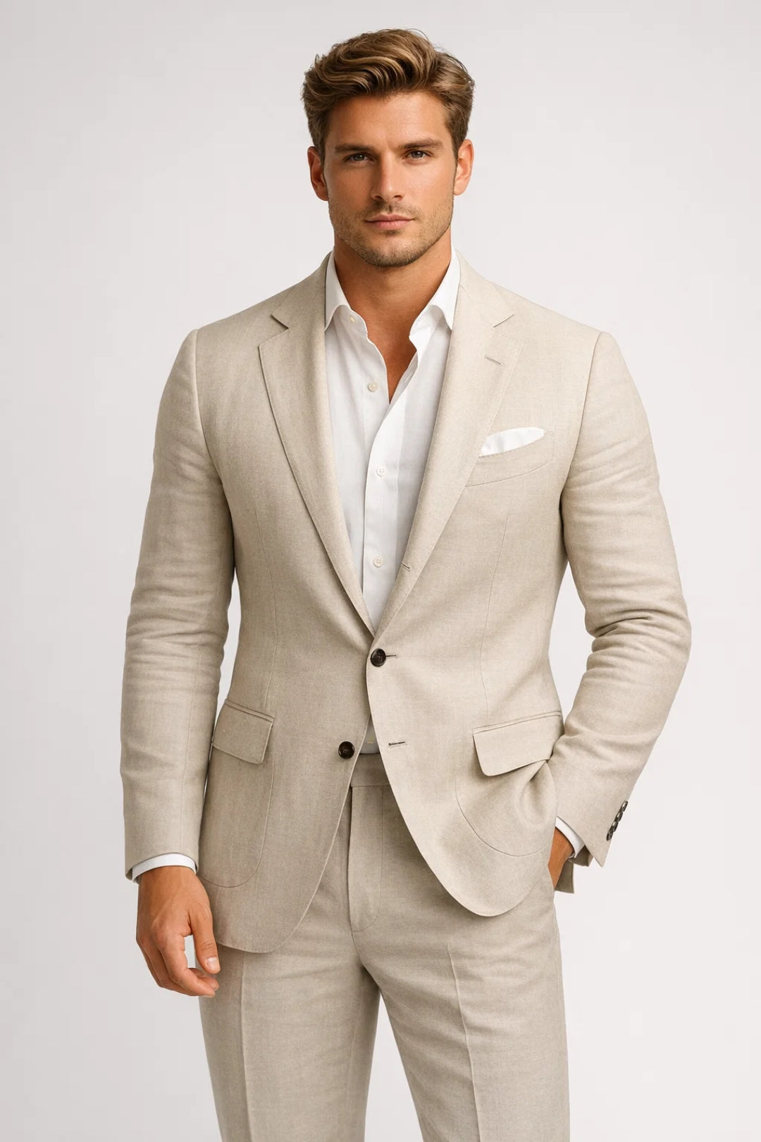 Blazer Heren - Licht Getailleerd met Revers en Pochet | Elegant