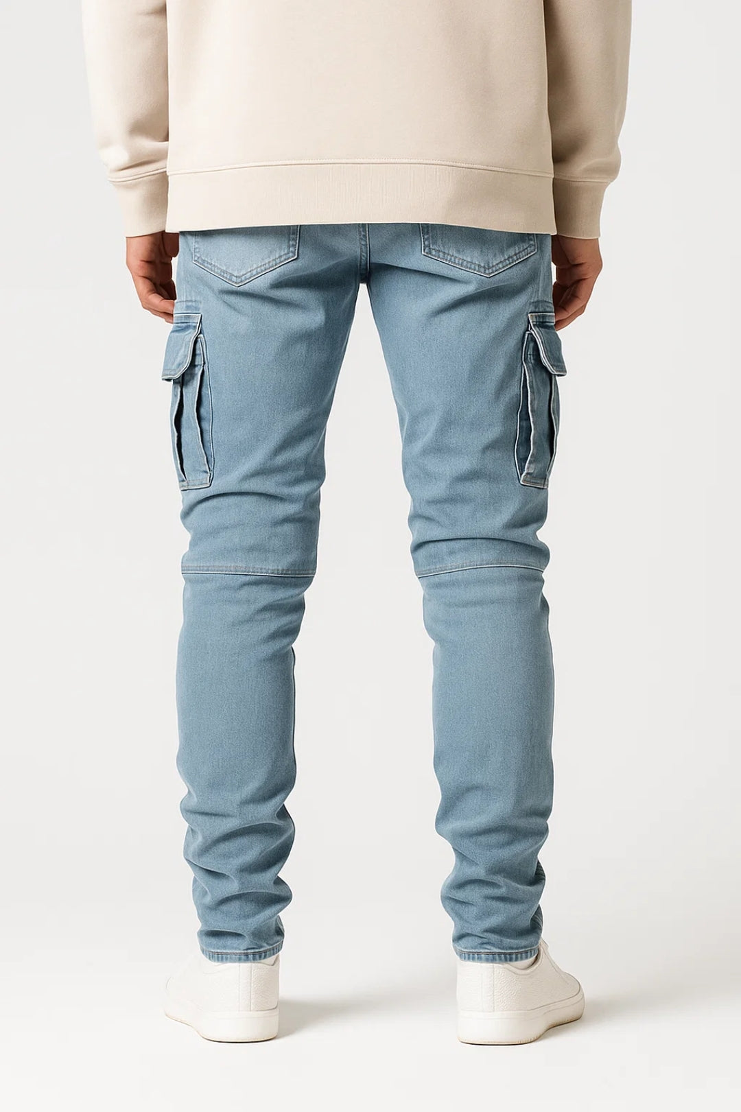 Jeans Heren - Slim Fit met Cargozakken en Lichte Wassing | Casual