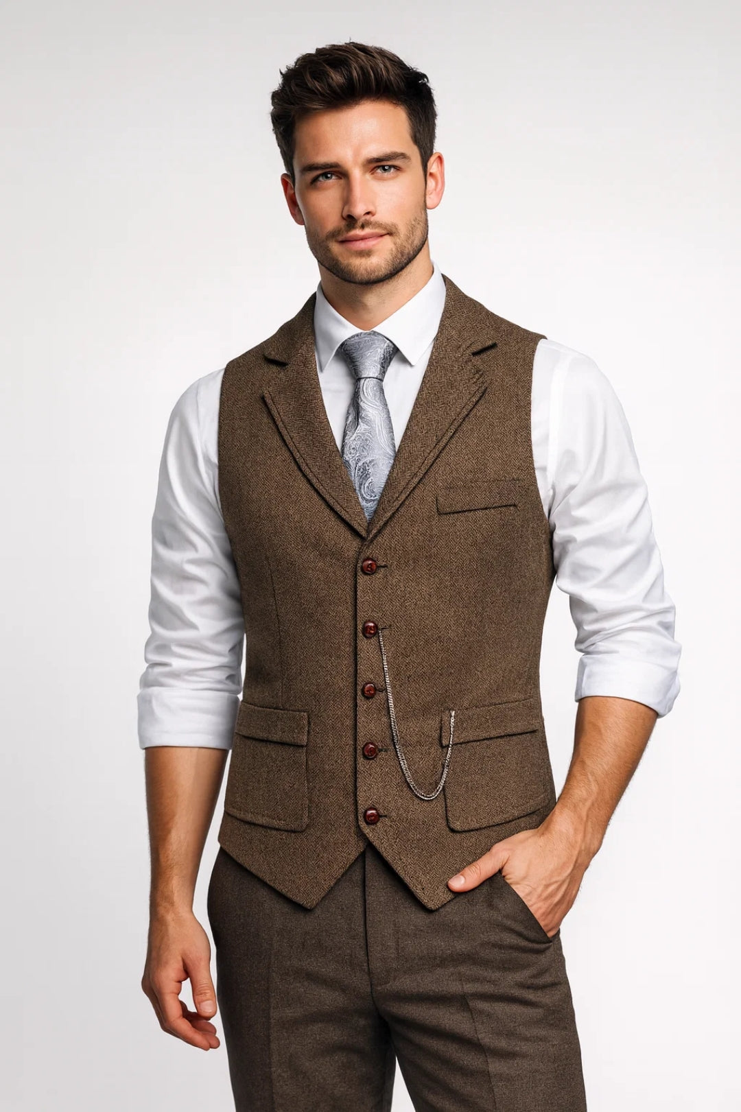 Gilet Heren - Formeel Pak Gilet met Revers en Knoopsluiting | Elegant