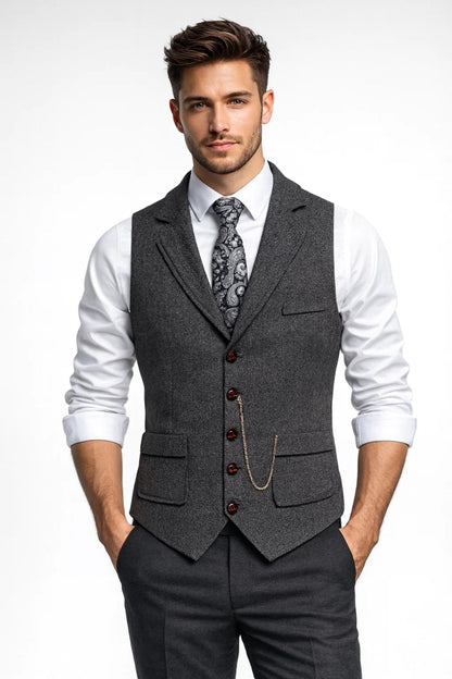 Gilet Heren - Formeel Pak Gilet met Revers en Knoopsluiting | Elegant