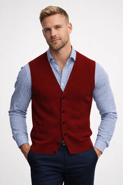 Gilet Heren - Gebreid Mouwloos Vest met V-hals en Knoopsluiting | Klassiek