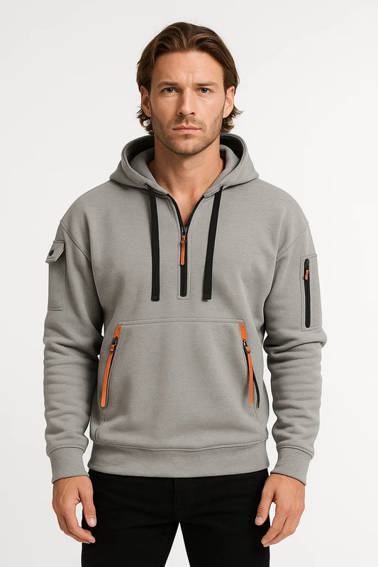 Hoodie Heren | Half Zip | Contrasterende Details | All-Season | Comfortabele pasvorm
