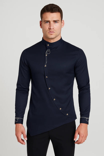 Heren Overhemd | Modern | Asymmetrisch | Lange Mouwen | Allseason