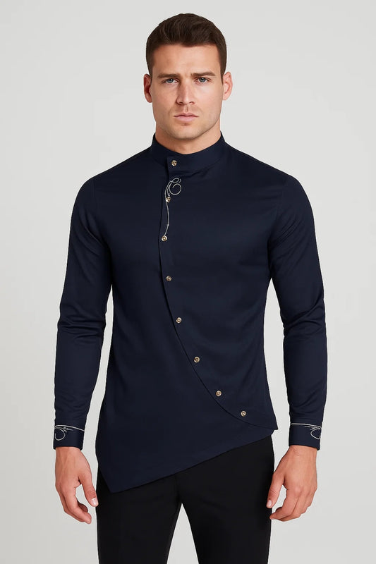 Heren Overhemd | Modern | Asymmetrisch | Lange Mouwen | Allseason