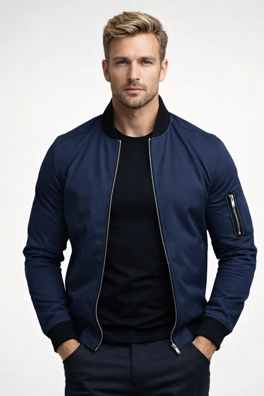 Bomberjack Heren - Slim Fit Jack met Rits en Mouwzak | Casual