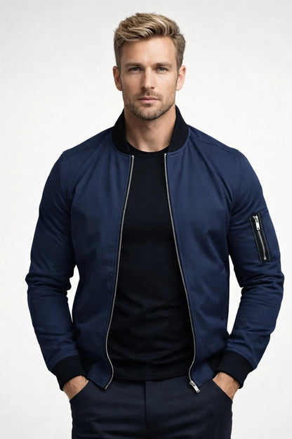 Bomberjack Heren - Slim Fit Jack met Rits en Mouwzak | Casual