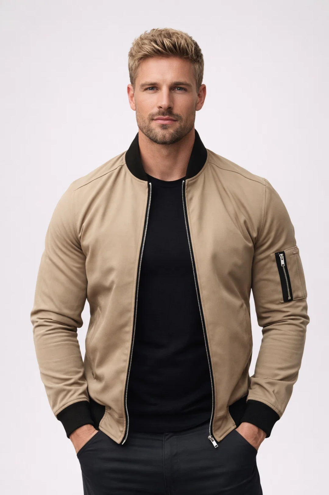 Bomberjack Heren - Slim Fit Jack met Rits en Mouwzak | Casual