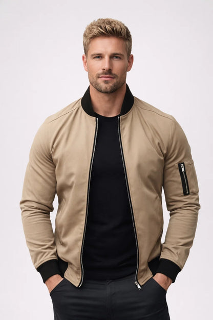 Bomberjack Heren - Slim Fit Jack met Rits en Mouwzak | Casual