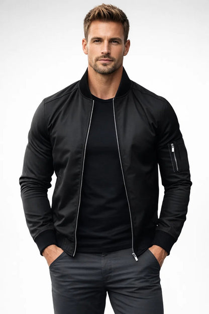 Bomberjack Heren - Slim Fit Jack met Rits en Mouwzak | Casual