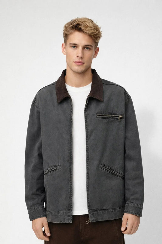 Tussenjas Heren - Oversized Jack met Klassieke Kraag en Rits | Casual