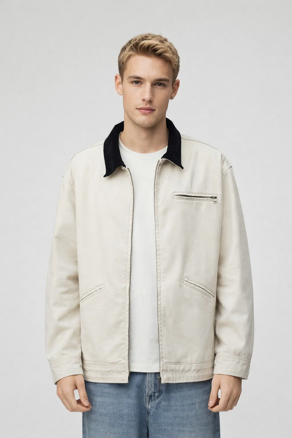 Tussenjas Heren - Oversized Jack met Klassieke Kraag en Rits | Casual