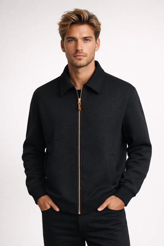 Tussenjas Heren - Strak Jack met Klassieke Kraag en Gouden Rits | Elegant