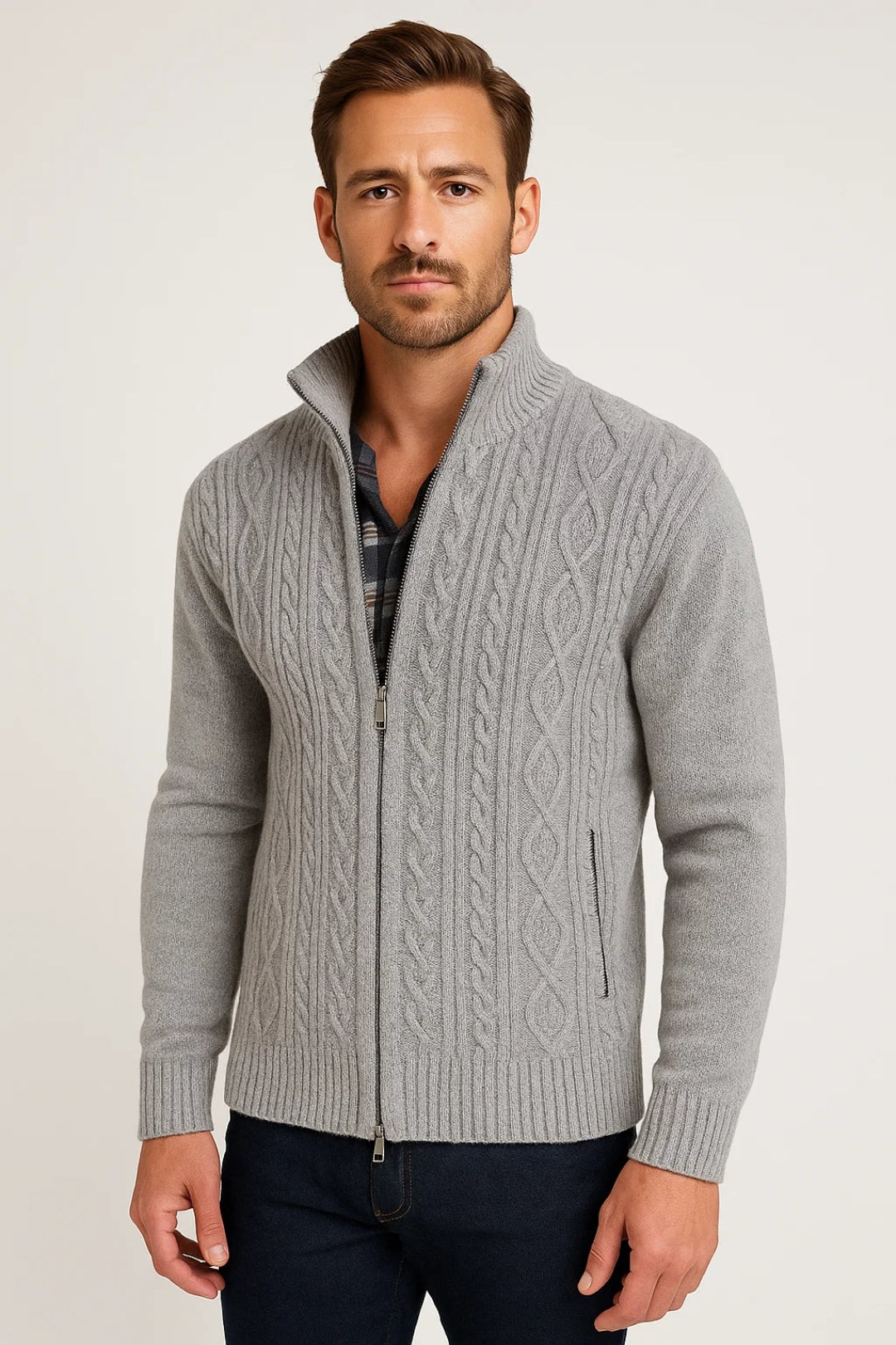 Cardigan Heren | Kabelstructuur | Met Rits | Winter | Comfortabele pasvorm