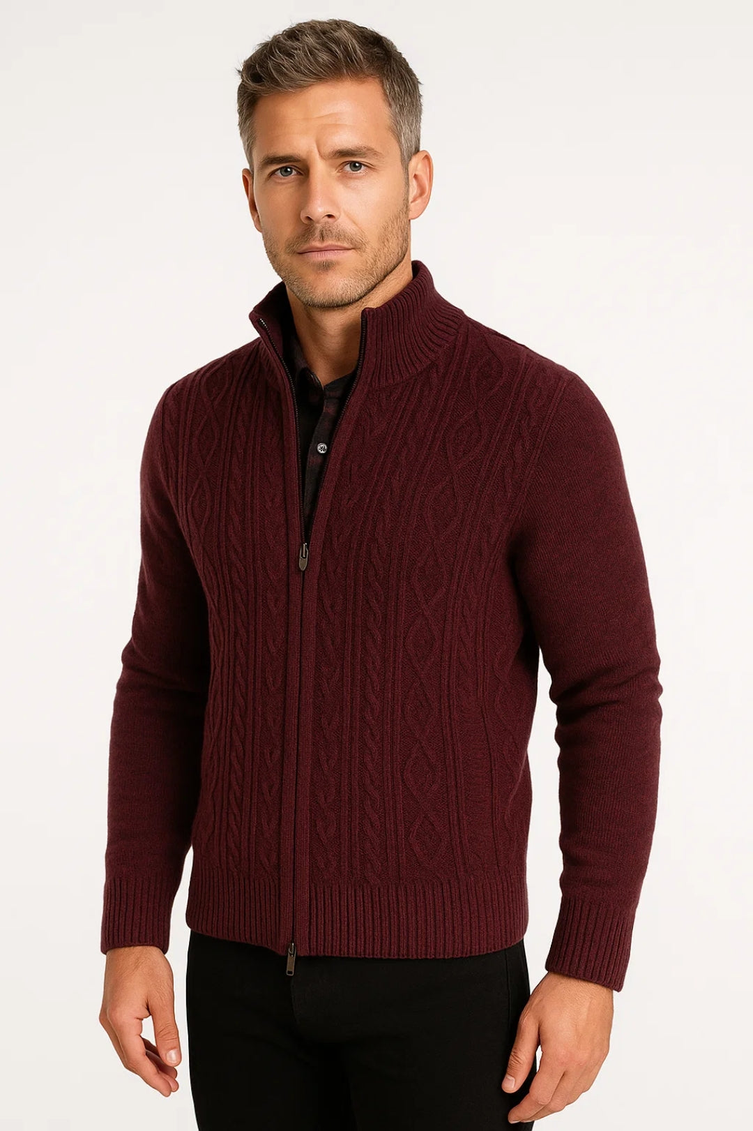 Cardigan Heren | Kabelstructuur | Met Rits | Winter | Comfortabele pasvorm