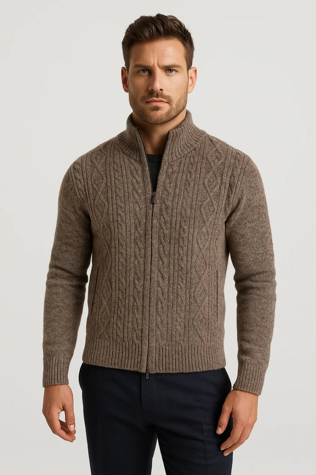 Cardigan Heren | Kabelstructuur | Met Rits | Winter | Comfortabele pasvorm