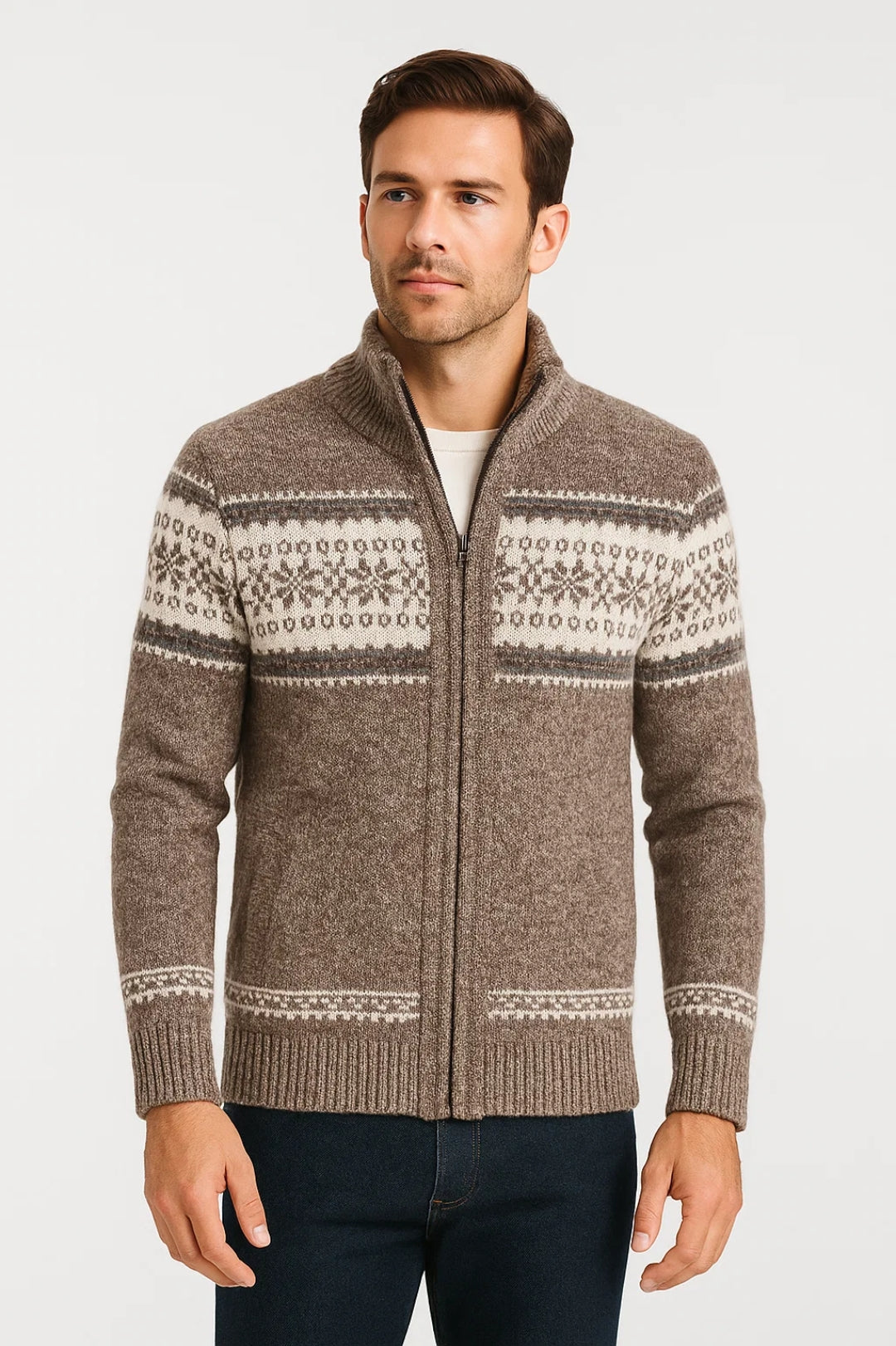 Cardigan Heren | Met Rits | Scandinavisch Motief | Winter | Ideaal voor koude dagen