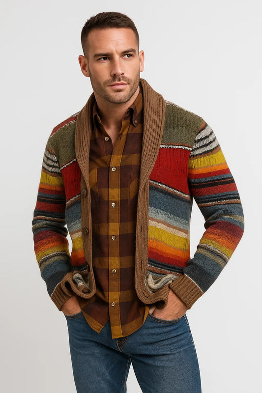 Cardigan Heren | Met Sjaalkraag | Gestreept | Winter | Comfortabele pasvorm