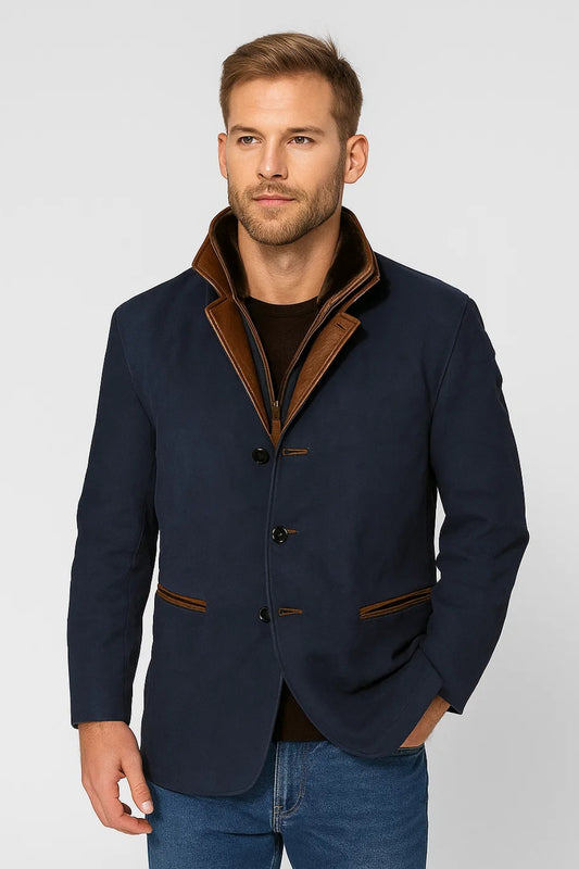 Jas Heren | Contrasterende Kraag | Met Knopen | Herfst | Comfortabele pasvorm