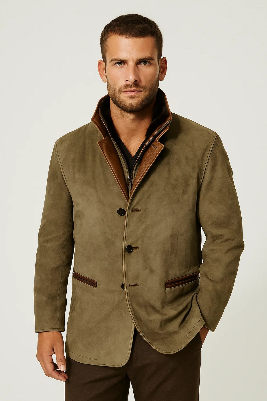 Jas Heren | Contrasterende Kraag | Met Knopen | Herfst | Comfortabele pasvorm