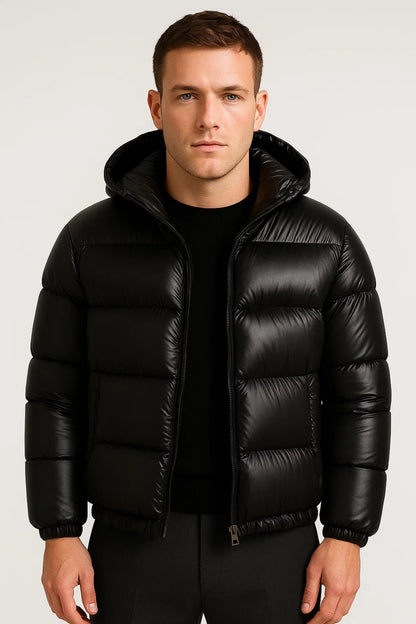 Pufferjas Heren | Glanzend | Met Capuchon | Winter | Comfortabele pasvorm | Ideaal voor koude dagen